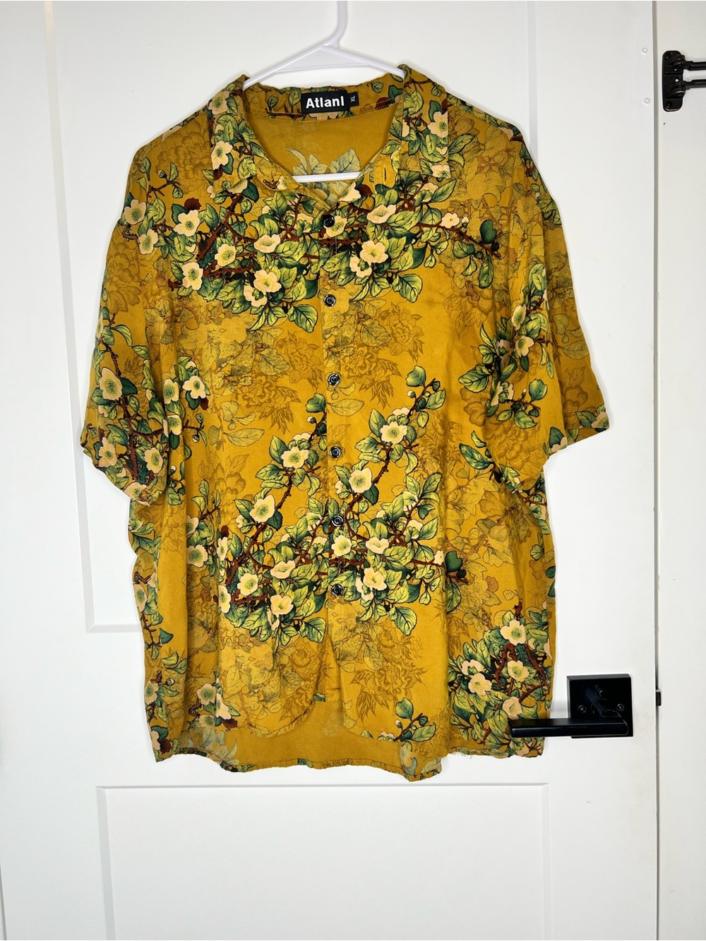 Yellow Floral Short-Sleeve Button-Down Shirt